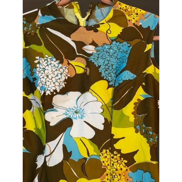 Vintage Mod Full Length Maxi Dress Sleeveless Handmade Back Slit Back Zip Fitted - Picture 11 of 12